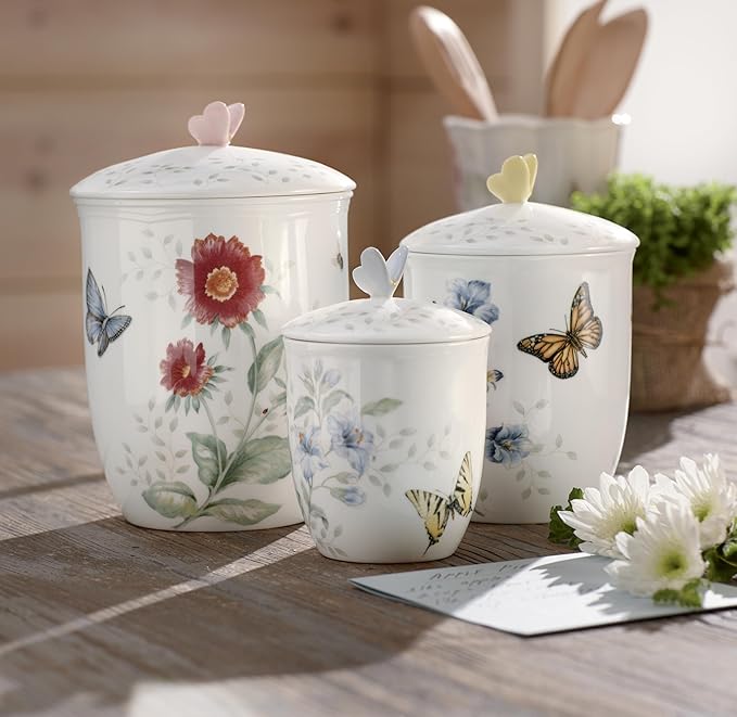 Lenox Butterfly Meadow 3-Piece Canister Set, 6.60 LB, Multi