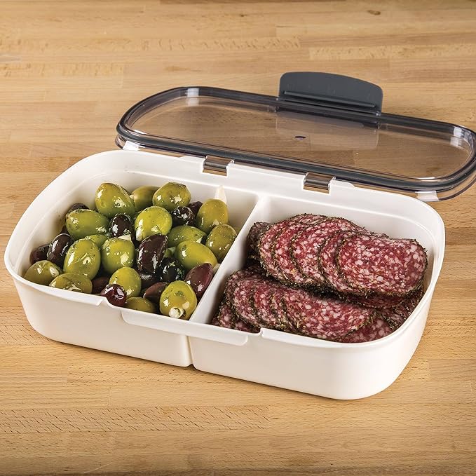 ProKeeper Split Deli Food Storage Container with Air-Tight Silicone Seal and Dry Erase Compatible Lid