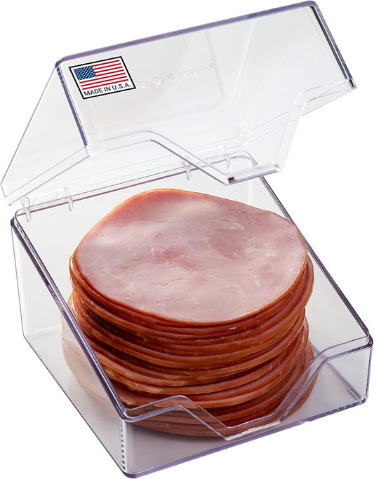 Mini Deli Keeper | Food Storage Container with Hinged Lid | Small Cold Cuts and Cheese Organizer for Refrigerator | Dishwasher Safe | Made in USA