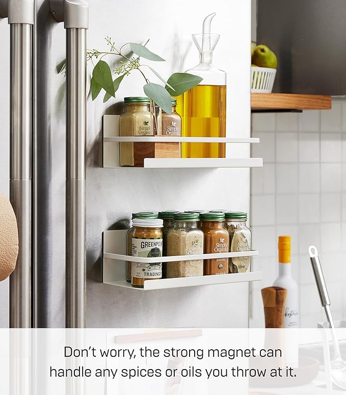 Yamazaki Home Magnetic Spice Storage Rack Organizer For Fridge - Steel