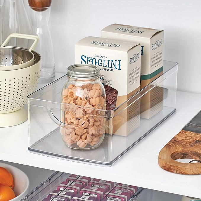 iDesign Plastic Kitchen Cabinet Storage Bins - Organizer Bins with Handles - Set of 4 - Clear