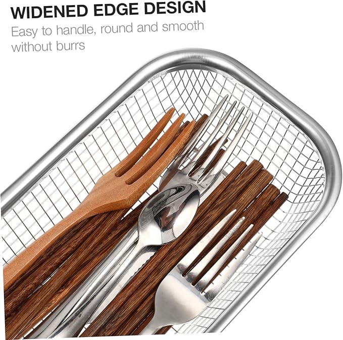 Cabilock Stainless Steel Utensil Drying Rack: Utensils Drawer Organizer - Dishwasher Silverware Drainer Basket, Chopsticks Spoons Forks Knifes Cutlery Storage for Kitchen Counter