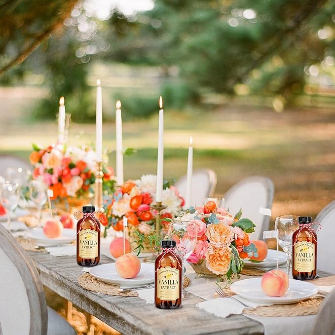 16Pcs 8 oz Amber Glass Bottle Boston Round Bottles for Vanilla Extract Homemade,Brown Vanilla Extract Bottles with Caps for Syrup Gift Glass Food Storage Canister and Sauce Beans