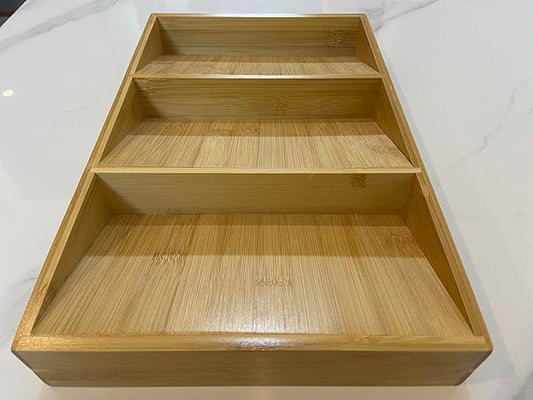 Spice Drawer Organizer for Cabinet, 3 Tier Bamboo Spice Rack Tray for Drawer, Kitchen Seasoning Organizer for Countertop Cupboard Pantry