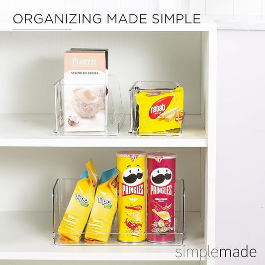 SIMPLEMADE Clear Refrigerator Organizer Bins - Clear Bins for Fridge, Containers for Fridge and Freezer, Multipurpose Storage for Kitchen, Office, Bathroom, Pack of 3 (Design 1)