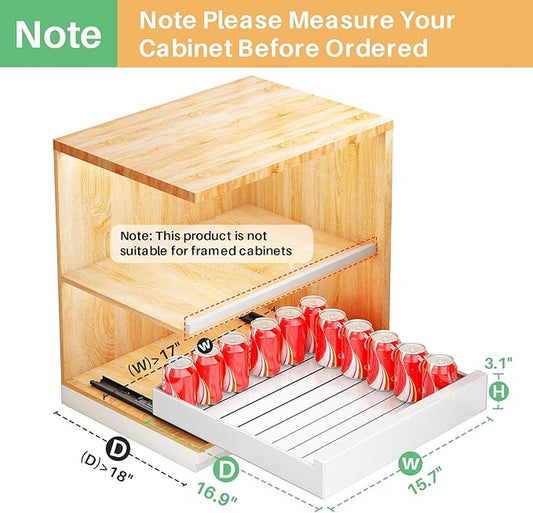Pull Out Cabinet Organizer Fixed With Adhesive Nano Film,Heavy Duty Storage and Organization Slide Out Pantry Shelves Sliding Drawer Pantry Shelf for Kitchen 15.8"W x 16.9"D x 3.1"H(1PC)