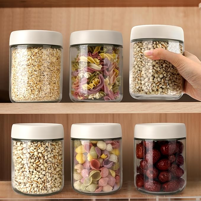 6-Pack 16oz Glass Jars with Lids for Food Storage Meal Prep Airtight