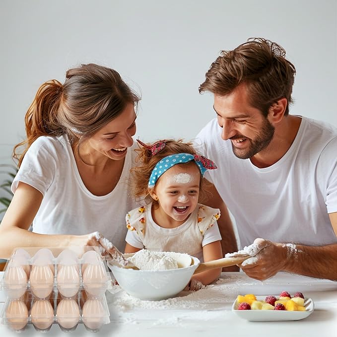 100 Pack 12 Count Plastic Egg Cartons - Bulk Cheap Clear Reusable Egg Containers for Chicken Eggs, Dozen Egg Storage Solutions.