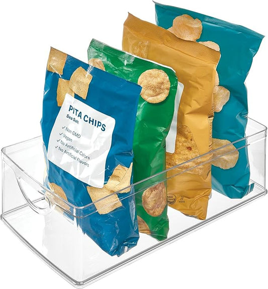 iDesign Plastic Kitchen Cabinet Storage Bin with Handles - Clear - Made in USA