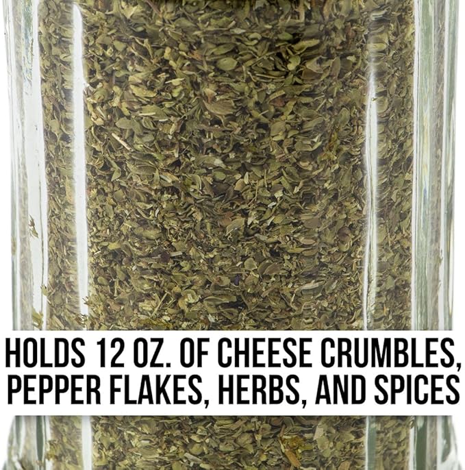 1 Pack of 12oz. Spice & Cheese Shaker|Glass Jar, Metal Lid & Extra Large Holes for Parmesan & Spices by Back of House Ltd.