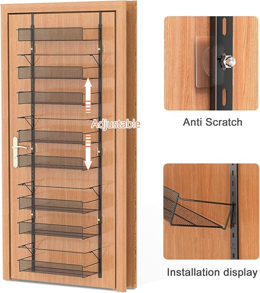 Coonoor 8 Tier Over The Door Pantry Organizer,Adjustable Baskets Closet Organizer Hanging Rack Spice Space Saver,Black