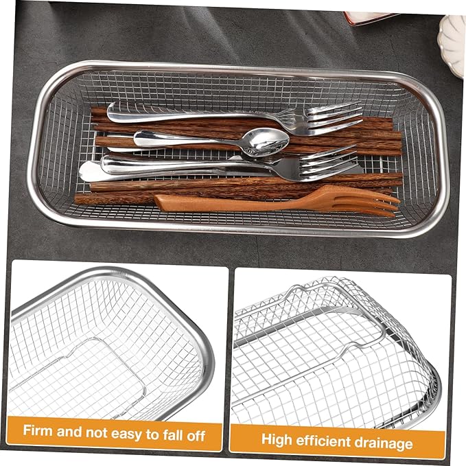 Cabilock Stainless Steel Utensil Drying Rack: Utensils Drawer Organizer - Dishwasher Silverware Drainer Basket, Chopsticks Spoons Forks Knifes Cutlery Storage for Kitchen Counter