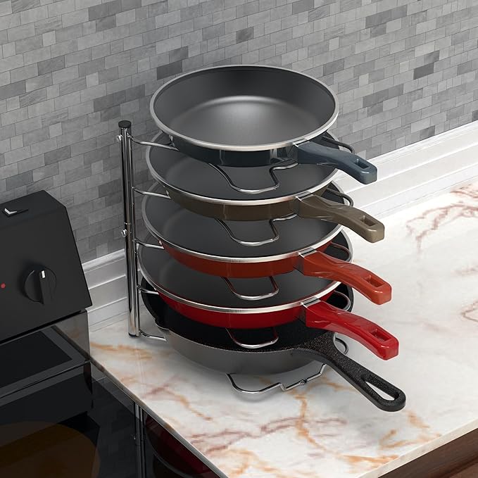 SimpleHouseware Cabinet Pantry Pot and Pan Organizer Holder Rack Holder, Chrome