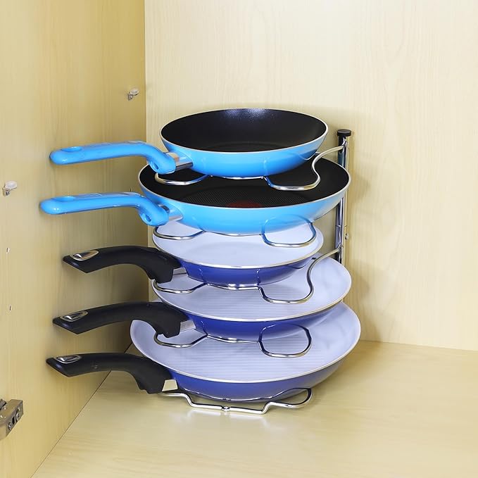 SimpleHouseware Cabinet Pantry Pot and Pan Organizer Holder Rack Holder, Chrome