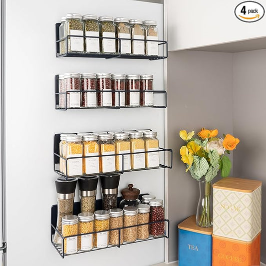 Strong Magnetic Spice Rack For Refrigerator, Large Size Space Saving Organizer, Durable Shelf for Oven, Fridge - 4 Pack - Iron - Midnight Blue
