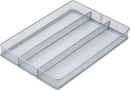 Honey-Can-Do KCH-02157 Steel Mesh 3-Compartment Cutlery Utensil Organizer, Silver