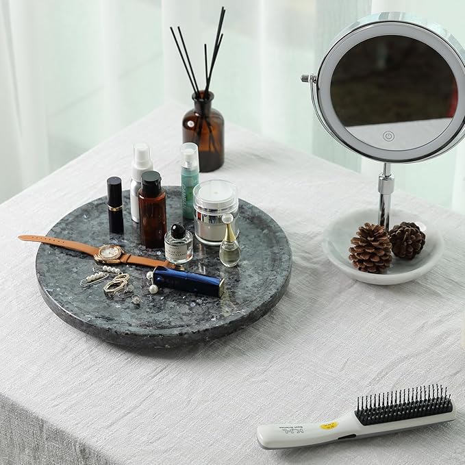 BCS Marble Lazy Susan, 12 in Round Table Top Organizer, Black