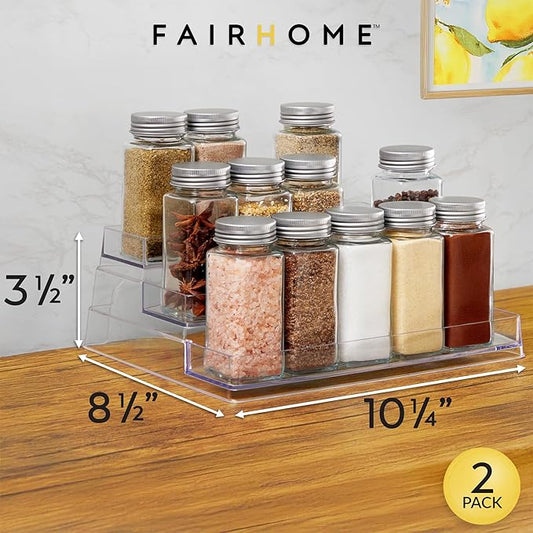 Set of 2 3-Tier Spice Rack Organizer Clear Storage Shelf for Kitchen, Bathroom, Bedroom & Office, Home Storage and Organization