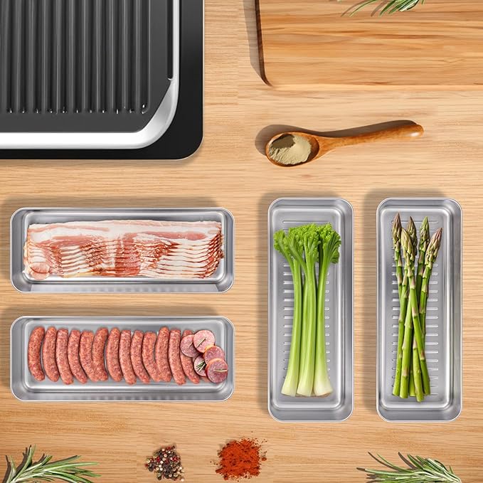 Bacon Container for Refrigerator,1Pack Bacon Holder for Fridge,Deli Meat Box for Fridge,304SS Airtight Food Storage Container,Stackable Refrigerator Organizer with Locking Lid (BPA Free)
