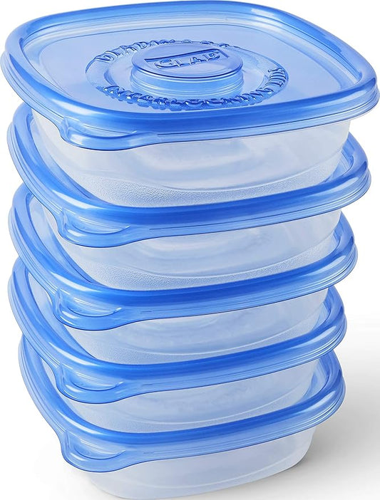 Glad GladWare Entrée Food Storage Containers Lock Tight Seal | BPA Free | Medium Square Plastic Containers Hold Up to 25 Ounces of Food, 5 Count - 2 Pack