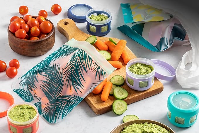 Ello Reusable Condiment Containers 4oz each with Screw-on Leak Proof Lid | Perfect for Salad Dressing Sauce Dips Lunchbox Picnic Travel Bento Box | BPA-Free | Dishwasher Safe