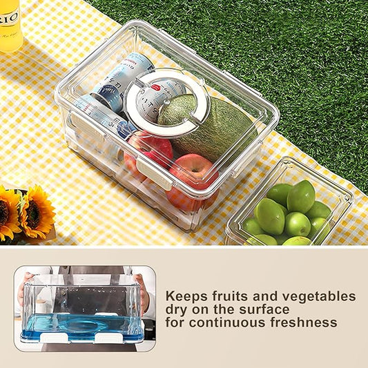 7 Pack Fresh Food Storage Containers, Produce Saver Box with Drain Baskets & Lid, Reusable Fridge Organizer, BPA-Free Airtight Fruit Organizer for Refrigerator, Stackable Plastic Fruit Veggie Saver