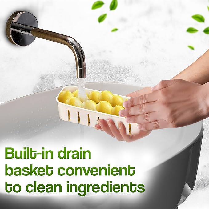 [Dishwasher Safe] Snackle Box Container, Salad Bar Drawer, Fridge/Refrigerator Storage & Organizer for Vegetable, Fruit, Berry, Veggie Prep Tray with Lid & Strainer, Fresh Produce Keeper (4 Colander)