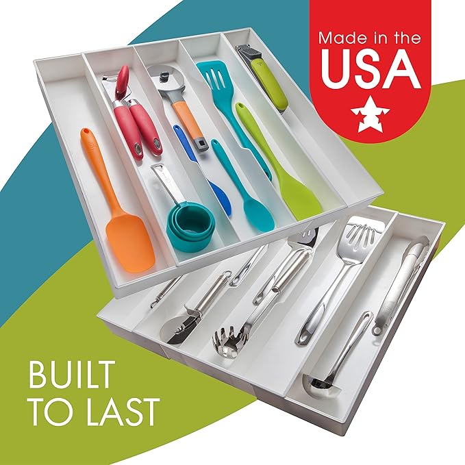 Dial Industries Expandable Silverware, Utensil and Cutlery Kitchen Drawer Organizer Tray, Large Utensils