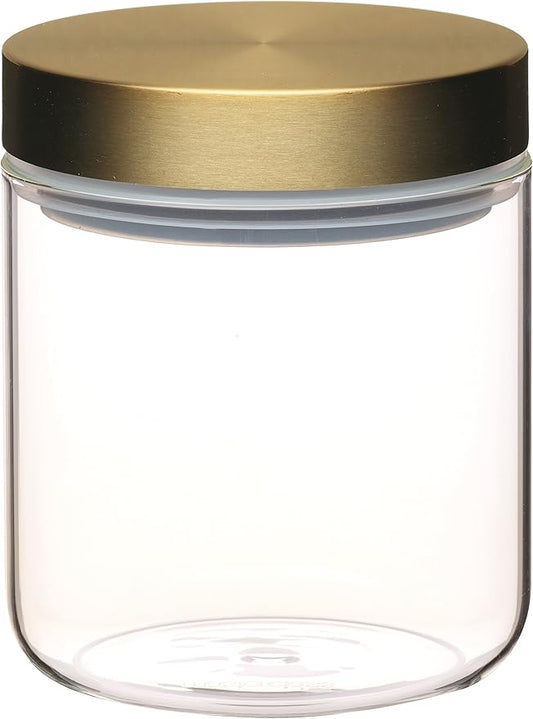 MasterClass KitchenCraft Airtight Glass Food Storage Jar with Brass Lid, Transparent, 700 ml (1.25 Pints)