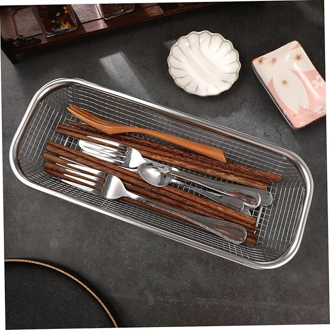 Cabilock Stainless Steel Utensil Drying Rack: Utensils Drawer Organizer - Dishwasher Silverware Drainer Basket, Chopsticks Spoons Forks Knifes Cutlery Storage for Kitchen Counter
