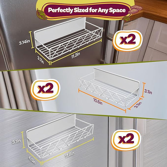 Set of 6 Magnetic Spice Rack to Elevate Your Culinary Haven with The Exquisite Premium & Durable Carbon Steel for Effortless Kitchen Organization & Timeless Style