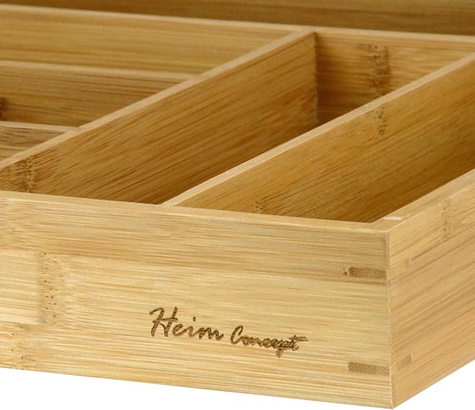 Heim Concept Drawer Organizer Bamboo Cutlery Tray Silverware Organizer/Utensil Holder, Drawer Dividers Organizer for Silverware, Flatware, Knives in Kitchen