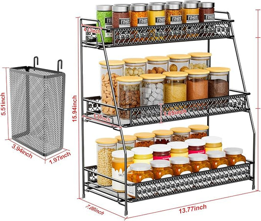 Spice Rack Organizer for Cabinet, Bathroom Organizer Countertop, Bathroom Counter Organizer Kitchen Countertop Organizer Bathroom Vanity Organizer