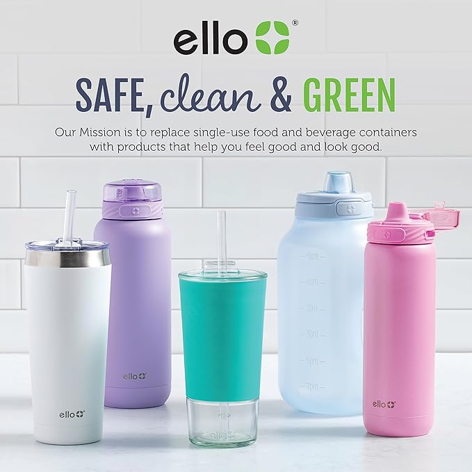 Ello Reusable Condiment Containers 4oz each with Screw-on Leak Proof Lid | Perfect for Salad Dressing Sauce Dips Lunchbox Picnic Travel Bento Box | BPA-Free | Dishwasher Safe