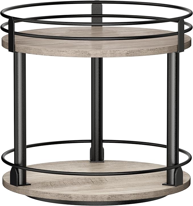 Lazy Susan Organizer, 2 tier Rotating Spice Rack, Lazy Susan 360 Degree Turntable Spice Holder Rack for Cabinet and Kitchen Countertop, Makeup Skincare Organizer Rack, Greige