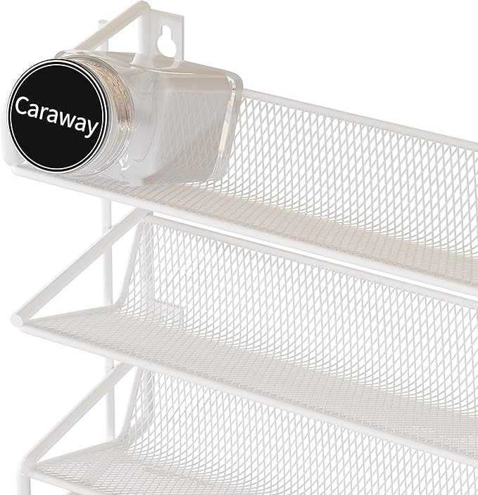 GONGSHI 3 Tier Spice Rack Organizer with 21 Empty Spice Jars, 386 Spice Labels, pen and Funnel Set for Countertop Cabinet Pantry or Wall Door Mount - White