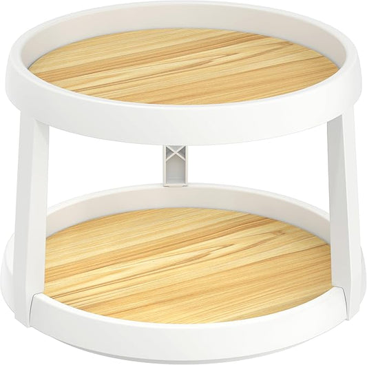 Simple Houseware 2 Tier Turntable Lazy Susan Multifunctional Organizer, Oak