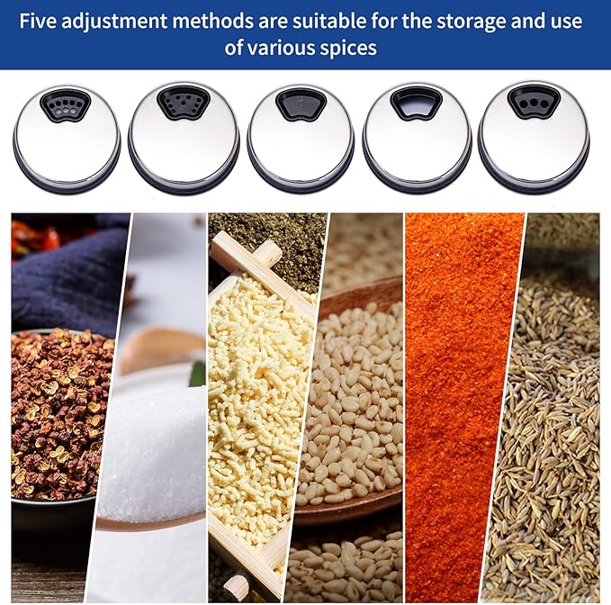 10 PCS 5oz Hexagon Glass Large Magnetic Spice Jars for Refrigerator with Labels, Shaker Lids, Magnetic Base, Fridge Magnetic Spice Rack Organizer for Cabinet Wall Mount with Jars