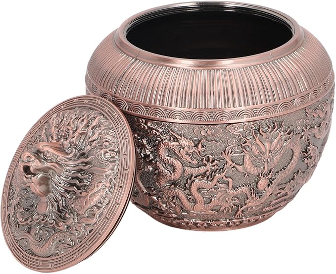 Fockety Tea Canister, Vintage Alloy China Storage, China Dragon Airtight Design Tea Bag Canister, Decorative Loose Tea Storage Container Multipurpose Tea Jar for Kitchen Cabinet