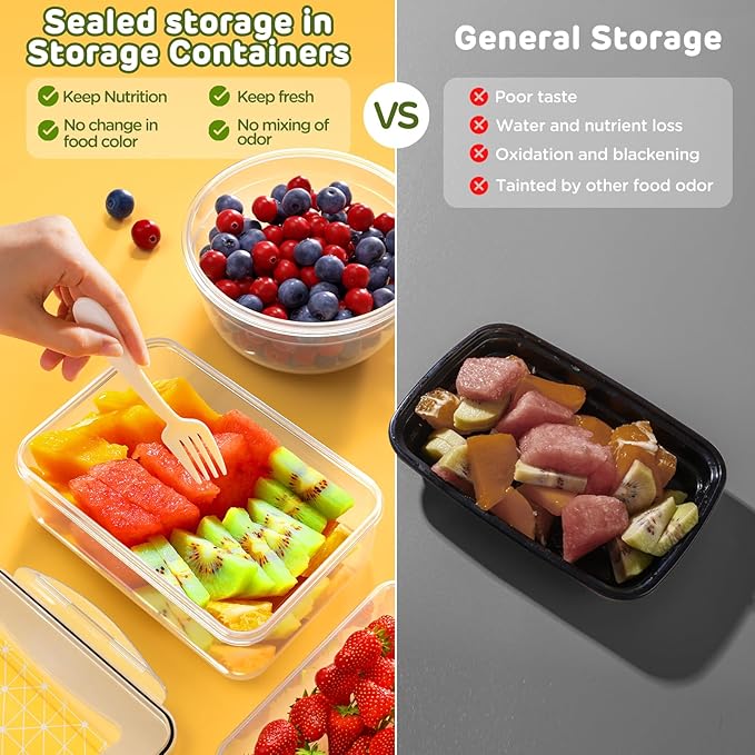 46 PCS Food Storage Containers with Lids Airtight (23 Lids &23 Containers) - Leakproof Meal-Prep Containers for Kitchen Storage