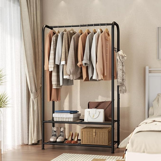 SINGAYE Clothing Racks For Hanging Clothes Rack Portable Closet Garment Coat Rack With Shelves Heavy Duty Hanger Stand Wardrobe Free Standing Closet