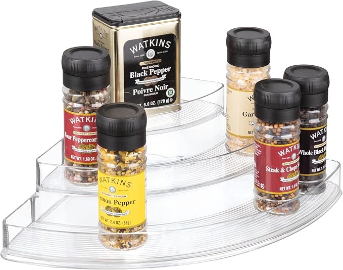 iDesign Corner Spice Rack Organizer for Countertop, Pantry, or Cabinet - Set of 2 - Clear