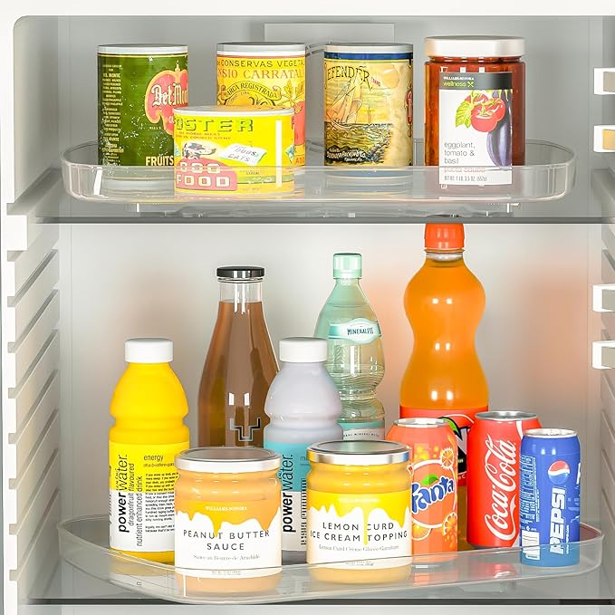Lazy Susan Turntable Organizer for Refrigerator 360° Refrigerator Organizers and Storage Lazy Susan Organizer for Fridge, Cabinet, and Pantry,15.82"x12",(Clear 1 Pack)