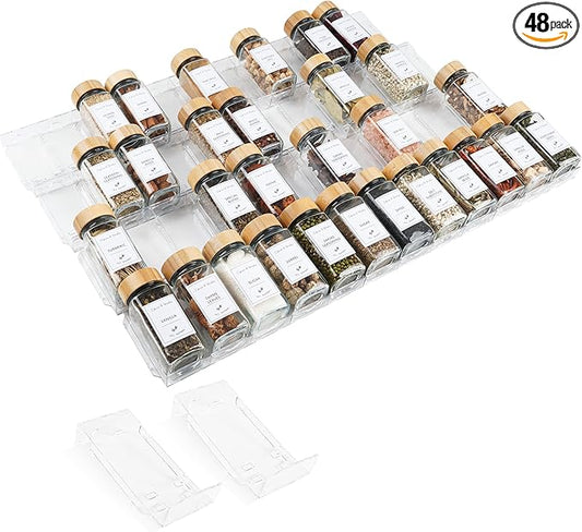 Spice Drawer Organizer,48 Pack free Combination Drawer Spice Organizer,Transparent Acrylic Drawer Seasoning Organizer,Spice rack for Drawer(Jars not included)