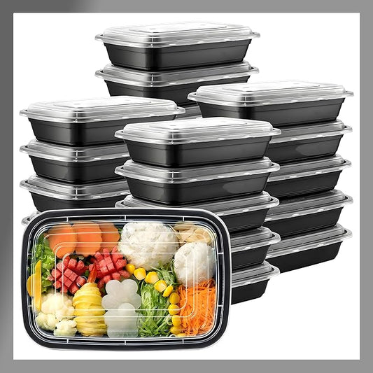 Meal Prep Containers [10 Set] 28 oz with Lids, 1 compartment, Stackable, Reusable, Leakproof, Food Safe, Microwave, Freezer & Dishwasher Safe for Food Prep Storage Bento Box (10 Set, 28 oz)