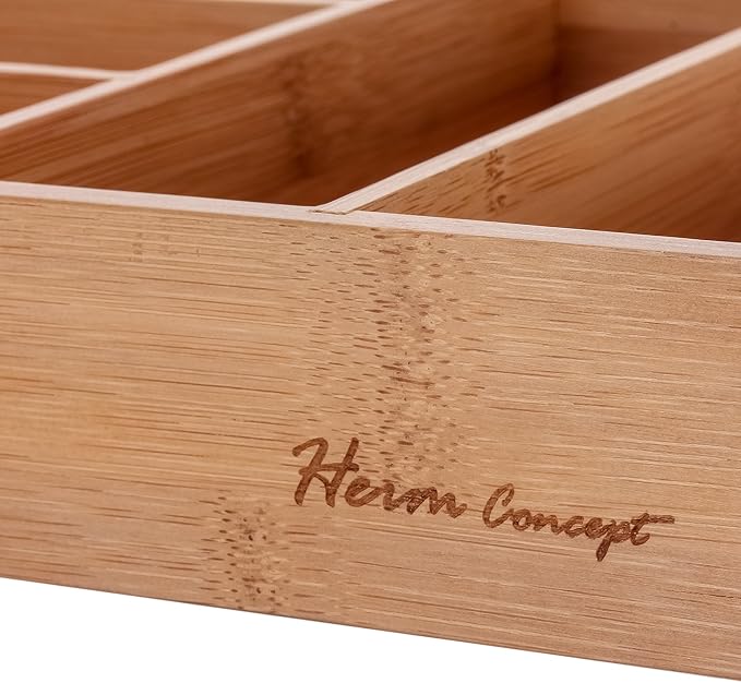 Heim Concept Drawer Organizer Bamboo Cutlery Tray Silverware Organizer/Utensil Holder, Drawer Dividers Organizer for Silverware, Flatware, Knives in Kitchen