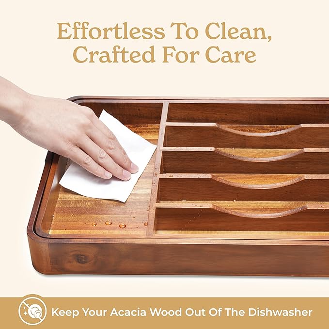 SMIRLY Silverware Drawer Organizer – Bamboo Kitchen Drawer Organizer, Adjustable Utensil Holder and Cutlery Tray, Drawer Dividers for Flatware and Kitchen Utensils