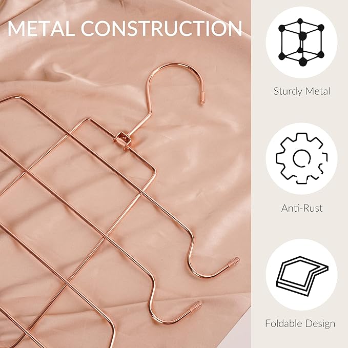 ZEDODIER Tank Top Hanger, 4 Pack Space Saving Bra Hangers, Non-Slip Hanging Sport Bras Holder, Closet Organizers and Storage for Camisoles Tank Tops Bras Ties Swimsuits Strappy Dress, Rose Gold