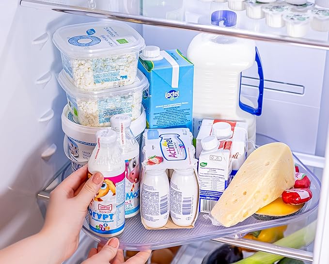 Lazy Susan Turntable Organizer for Refrigerator, Fridge, Storage, Cabinet & Countertop – Rectangular 360-degree Rotation Tray for Kitchen – 15.75 inch, Clear