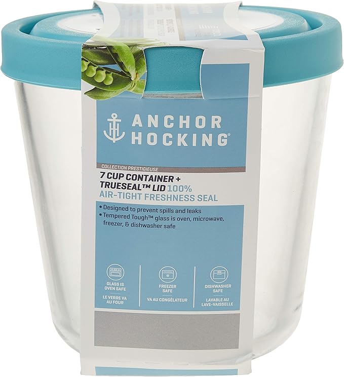 Anchor Hocking Preperation Glass Food Storage, 7 Cup Tall, Mineral Blue
